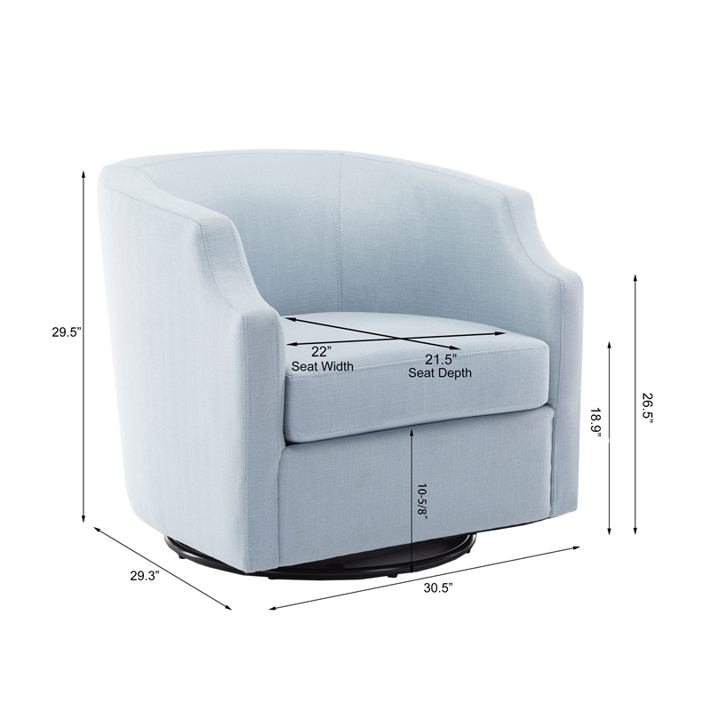 Kingfisher Lane Sky Blue Polyester Fabric Swivel and Rocker Barrel Accent Chair