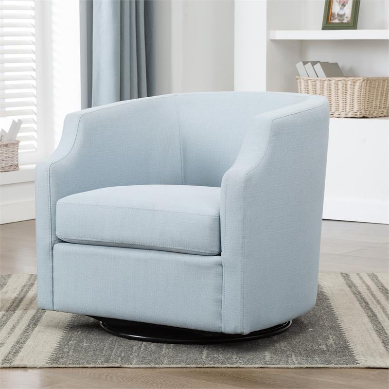 Kingfisher Lane Sky Blue Polyester Fabric Swivel and Rocker Barrel Accent Chair