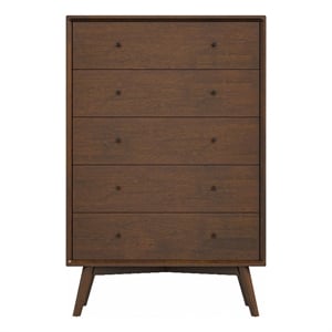 Kingfisher Lane Bedroom 5 drawers Tall Dressers in Solid Wood Walnut Brown