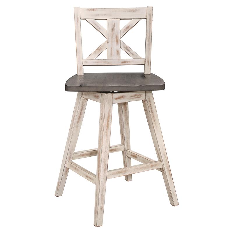 Kingfisher Lane Wood Dining Swivel Counter Stools in Brown (Set of 2)