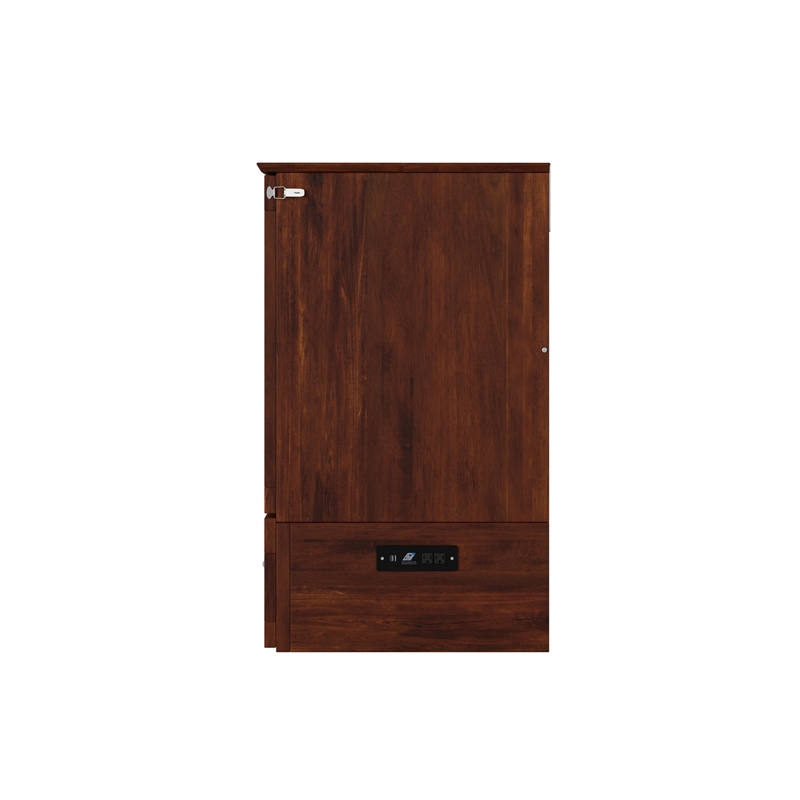 Kingfisher Lane Twin XL Murphy Bed Chest with Mattress & Built-in Charger Walnut