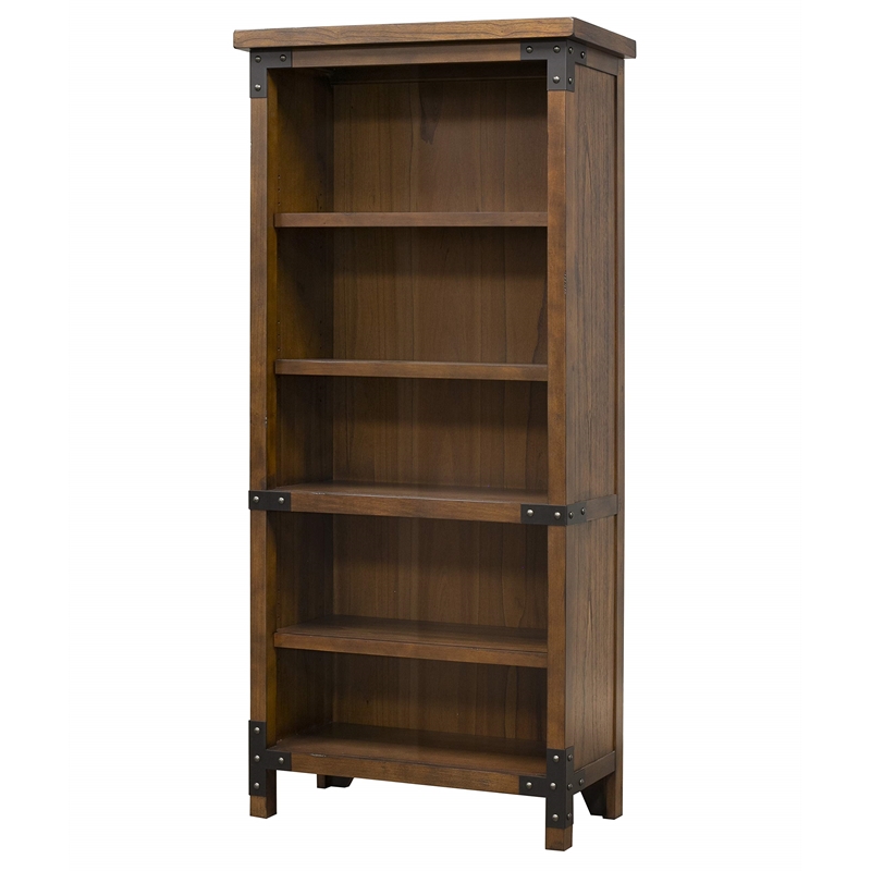 Kingfisher Lane Rustic Open Wood Bookcase Office Shelving Storage Cabinet- Brown