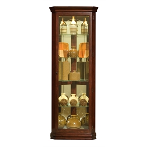 Kingfisher Lane Wood 4-Shelf Corner Curio Cabinet in Cherry Brown