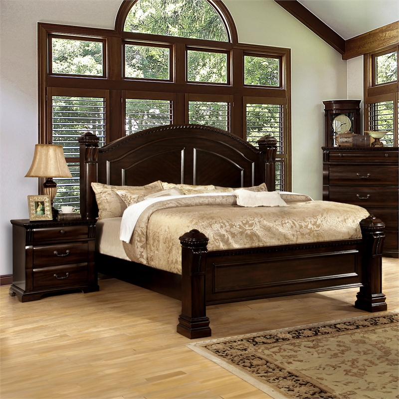 Kingfisher Lane 2-Piece Cherry Wood King Bedroom Set with Nightstand