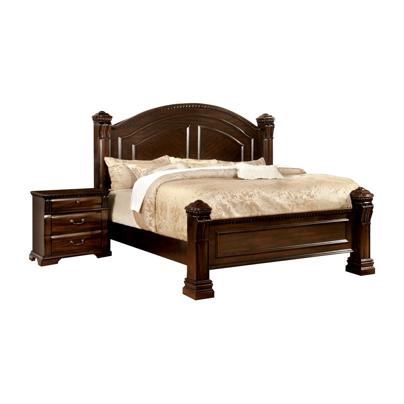 Kingfisher Lane 2-Piece Cherry Wood King Bedroom Set with Nightstand
