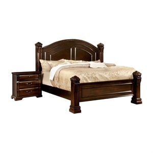 Kingfisher Lane 2-Piece Cherry Wood King Bedroom Set with Nightstand