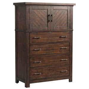 Kingfisher Lane 4-Drawer Poplar Wood Storage Chest in Walnut