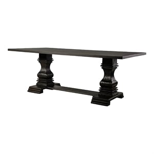 Kingfisher Lane Rustic Solid Wood Pedestal Dining Table in Antique Black