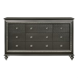 Kingfisher Lane Contemporary 9-Drawer Wood Dresser in Metallic Gray