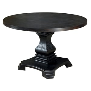 Kingfisher Lane Solid Wood Round Pedestal Dining Table in Antique Black
