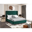 Kingfisher Lane Tufted Green Velvet Wingback Queen Bed Frame