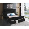 Kingfisher Lane Tufted Black Velvet King Bed with Storage Rails