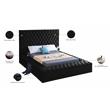 Kingfisher Lane Tufted Black Velvet King Bed with Storage Rails