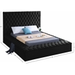 Kingfisher Lane Tufted Black Velvet King Bed with Storage Rails