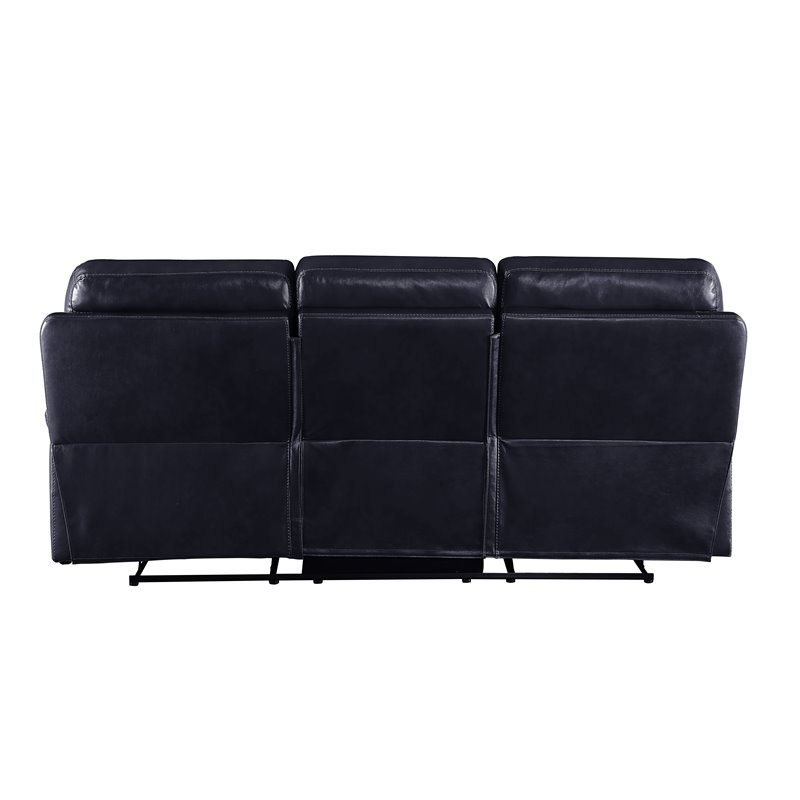Kingfisher Lane Leather-Gel Reclining Sofa with Pillow Top Arms in Navy