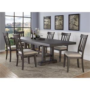 Kingfisher Lane 7-Piece Farmhouse Dining Set Dusky Cedar with Leaves