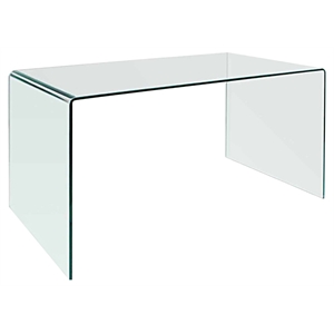 Kingfisher Lane Contemporary 50&quot Tempered Glass Waterfall Desk in Clear