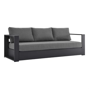 Kingfisher Lane Aluminum Outdoor Patio Sofa with Charcoal Gray Cushions