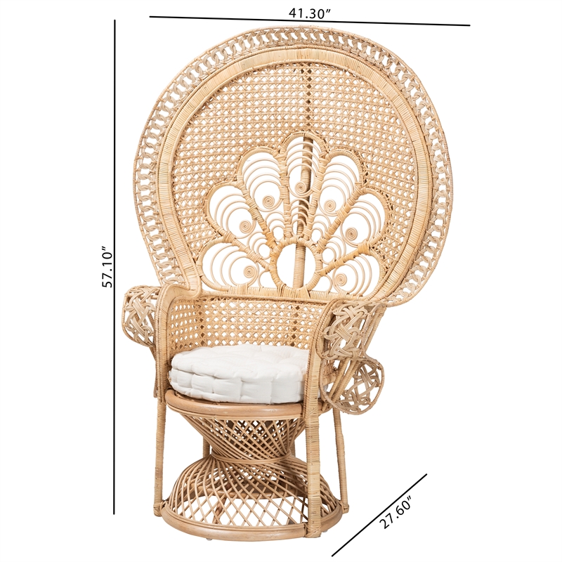 Kingfisher Lane Bohemian Natural Rattan Peacock Accent Chair