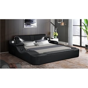 Kingfisher Lane Smart Queen Bed with Massage Speakers Storage in Black