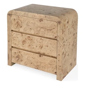 Kingfisher Lane 3-Drawer Mappa Burl Curved Chest in Light Brown