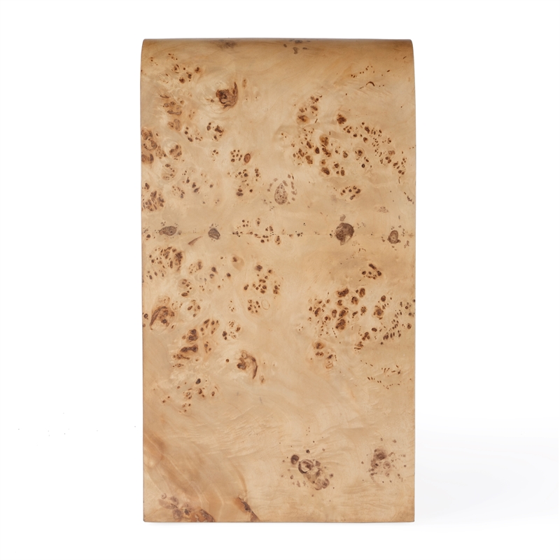 Kingfisher Lane 3-Drawer Mappa Burl Curved Chest in Light Brown