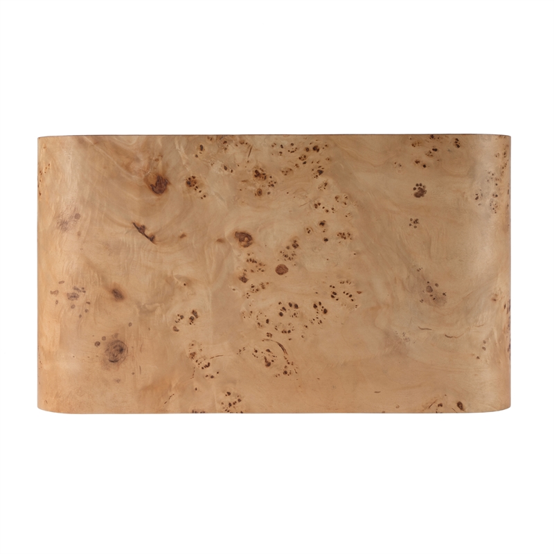 Kingfisher Lane 3-Drawer Mappa Burl Curved Chest in Light Brown