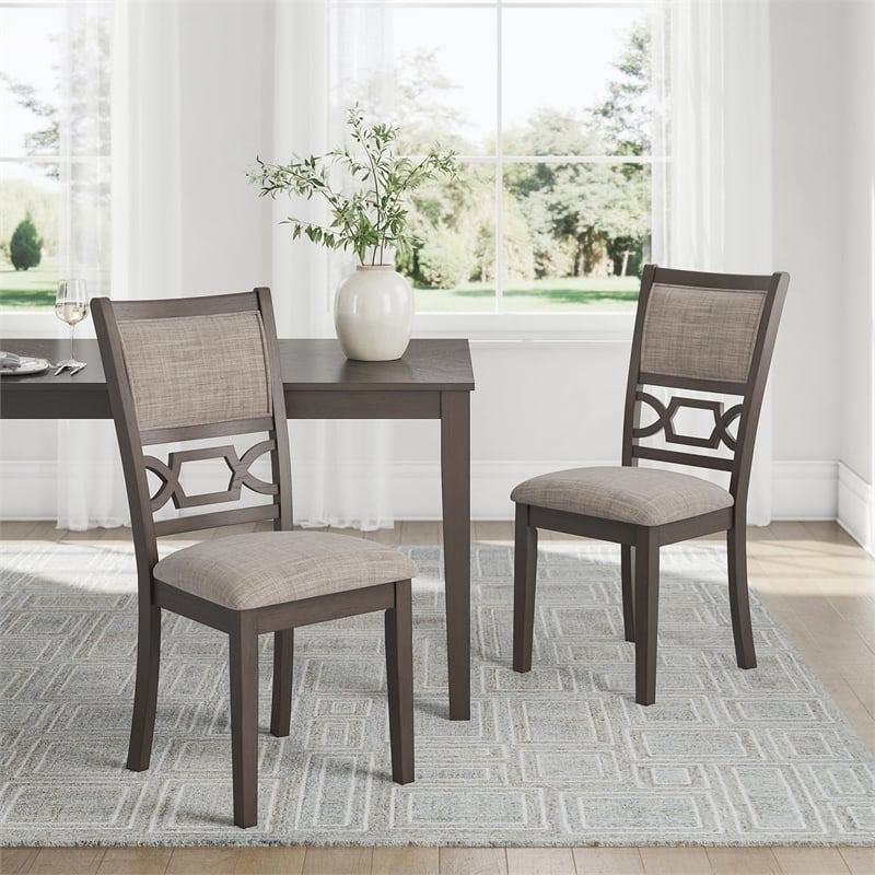 Kingfisher Lane 6-Piece Dining Set with Bench in Light Gray Upholstered