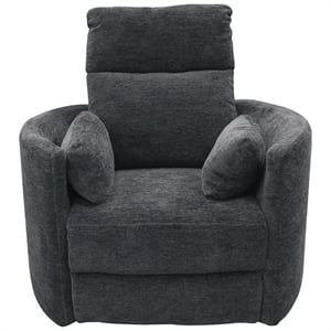 Kingfisher Lane Power Swivel Glider Recliner in Black Chenille