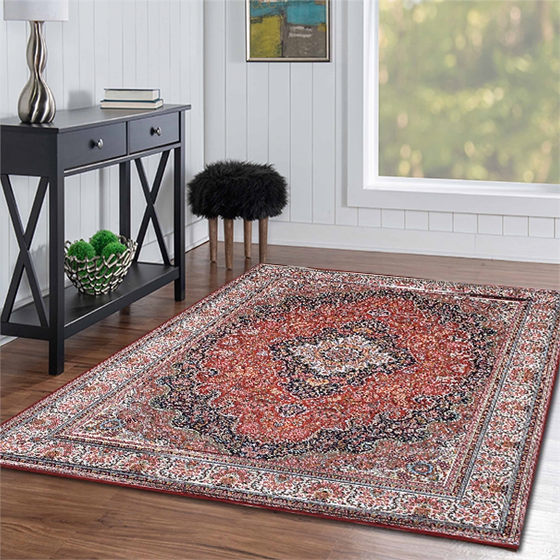 Laysan Home Traditional Woven Polyester 5'x7' Rug in Red