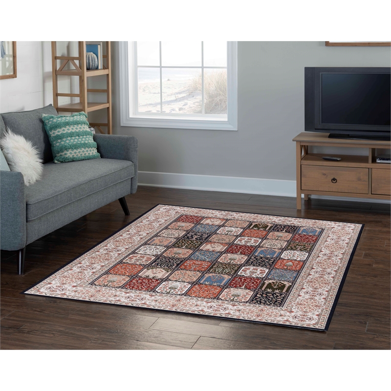 Laysan Home Traditional Woven Polyester 5'x7' Rug in Black