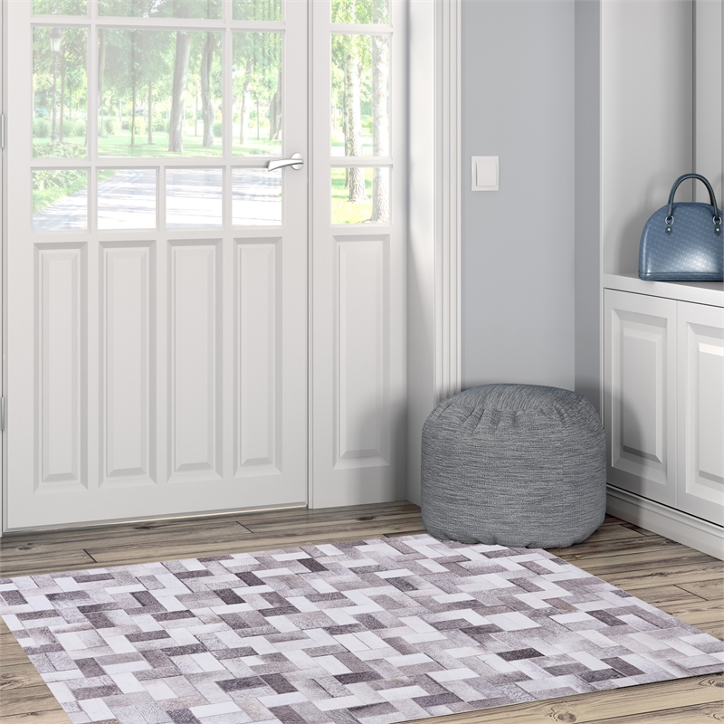 Laysan Home Transitional Woven Polyester 3'x5' Rug in Gray
