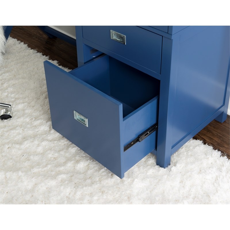 Laysan Home Wood Navy Blue Desk Rectangular Modern X-Frame Design 48