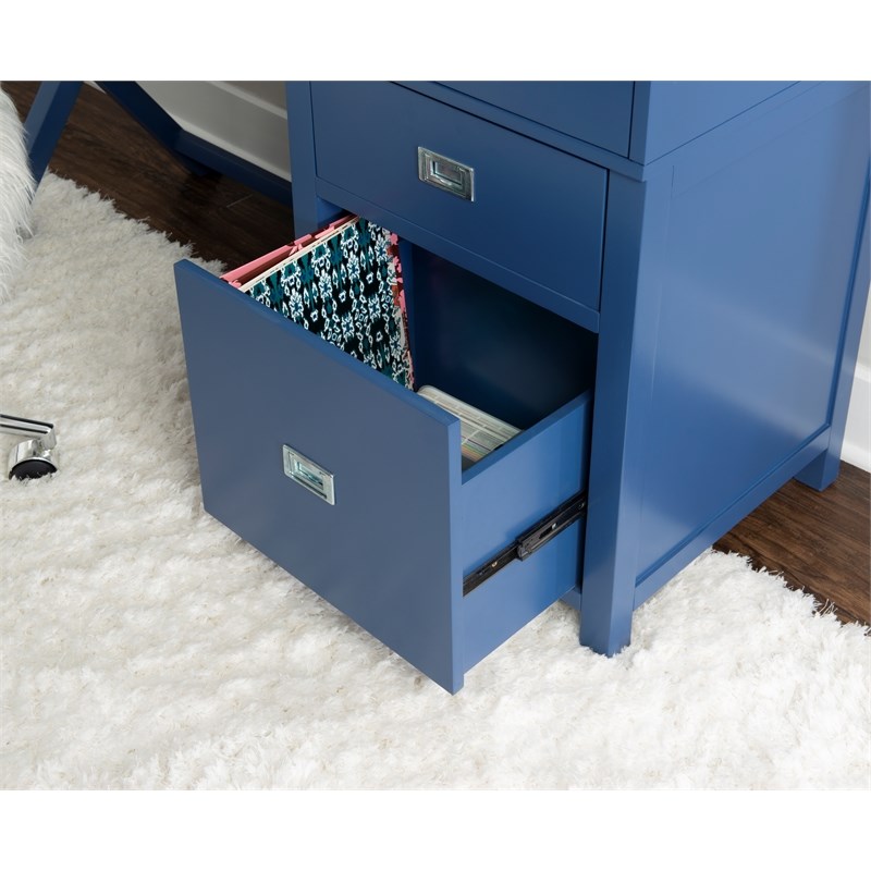 Laysan Home Wood Navy Blue Desk Rectangular Modern X-Frame Design 48
