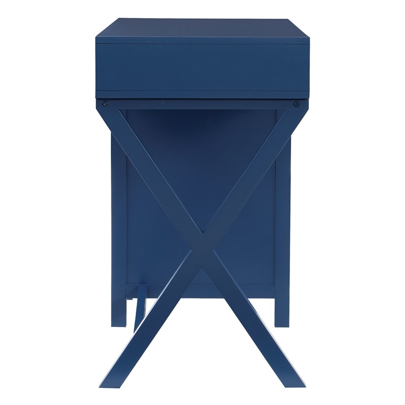 Laysan Home Wood Navy Blue Desk Rectangular Modern X-Frame Design 48