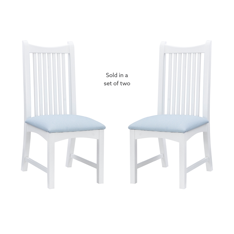 Laysan Home Solid Beech Wood Upholstered Set of Two Side Chairs in White