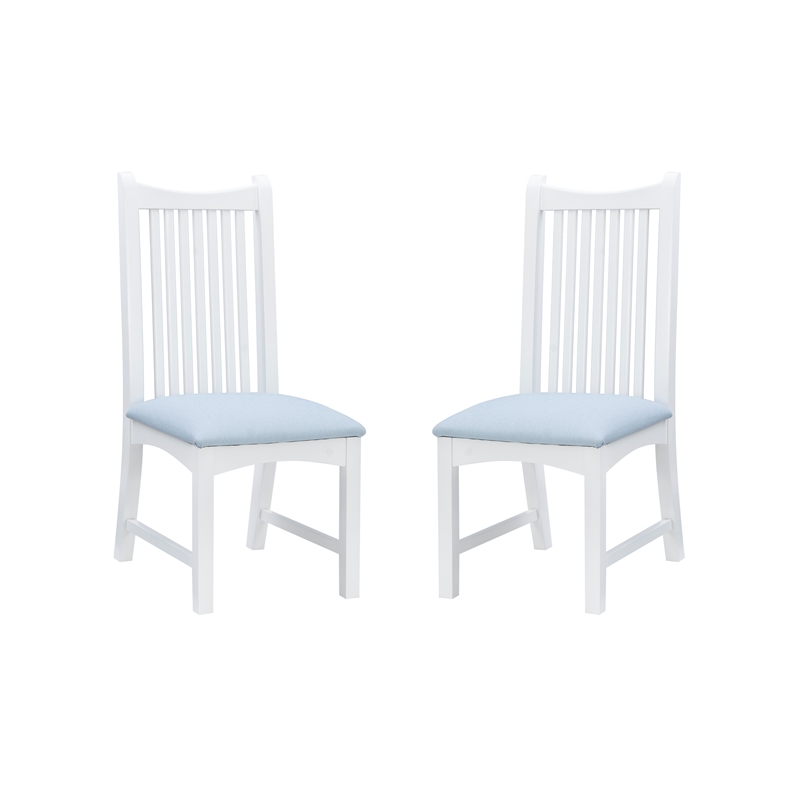 Laysan Home Solid Beech Wood Upholstered Set of Two Side Chairs in White