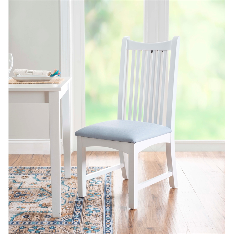 Laysan Home Solid Beech Wood Upholstered Set of Two Side Chairs in White