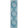 Laysan Home Transitional Washable Polyester 2'x8' Rug in Teal Blue and Ivory