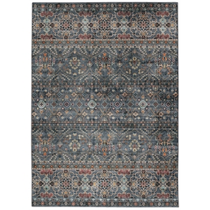 Laysan Home Transitional Washable Polyester 5'x7' Rug in Teal Blue and Ivory