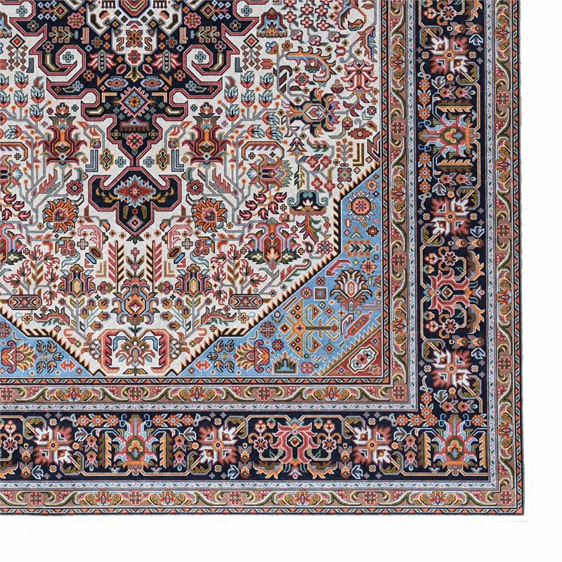 Laysan Home Traditional Woven Polyester 5'x7' Rectangle Rug in Ivory and Blue