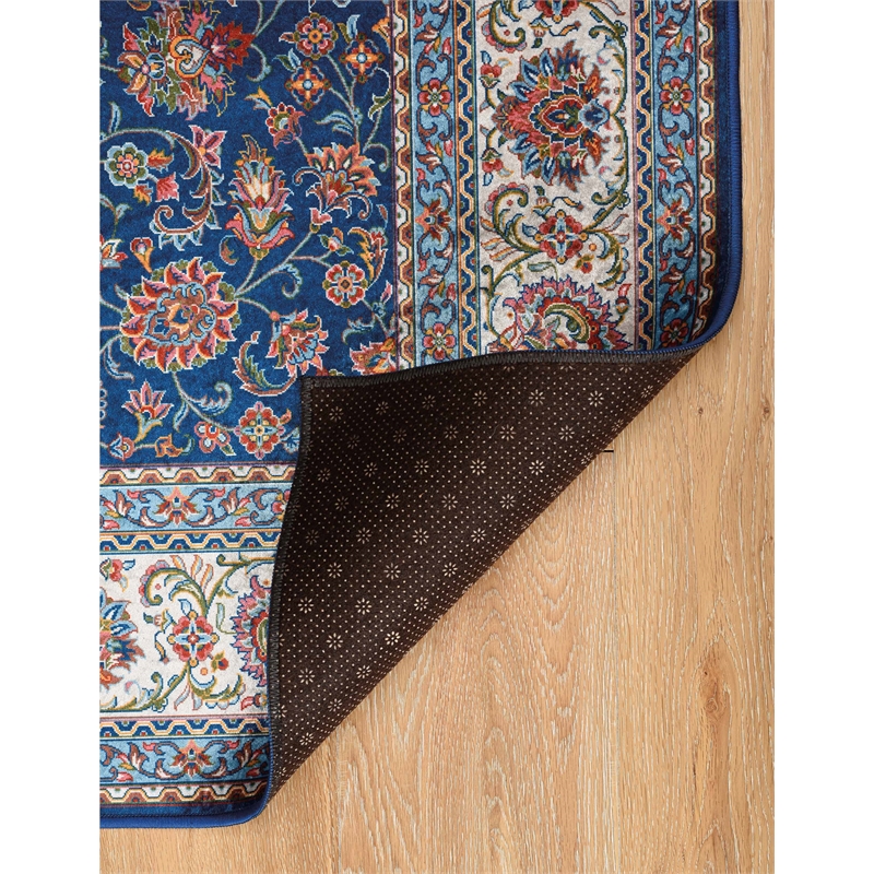 Laysan Home Traditional Woven Polyester 5'x7' Rectangle Rug in Blue and Ivory