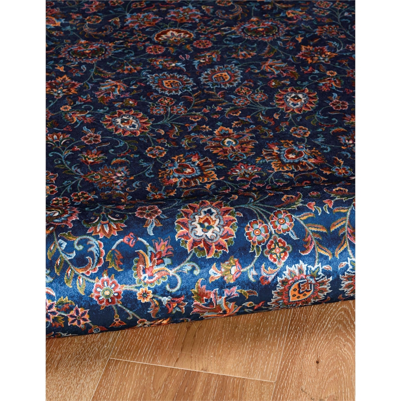Laysan Home Traditional Woven Polyester 5'x7' Rectangle Rug in Blue and Ivory
