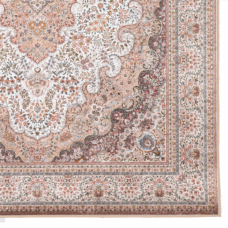 Laysan Home Traditional Woven Polyester 5'x7' Rectangle Rug in Ivory and Gold