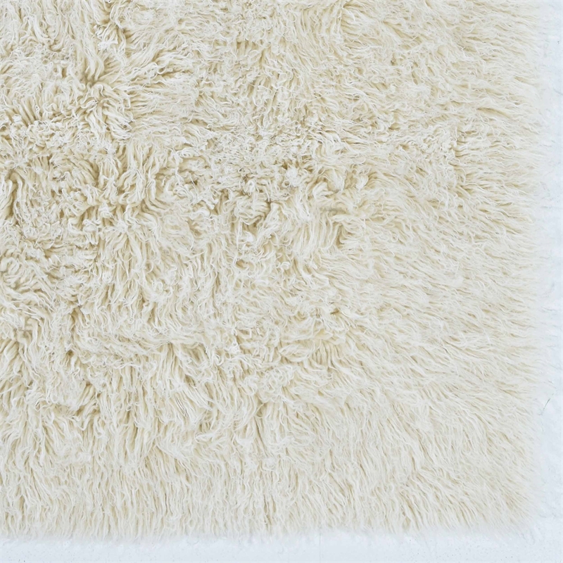 Laysan Home Transitional Flokati Hand Woven Wool 5'x8' Rectangle Rug in Natural