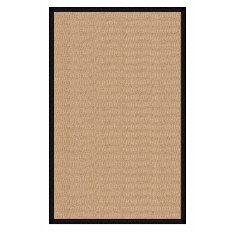 Laysan Home Transitional Machine Tufted Wool 5'x8' Rug in Sisal / Black Leather