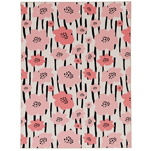 Laysan Home Transitional Washable Polyester 3'x5' Rectangle Rug in Ivory / Pink