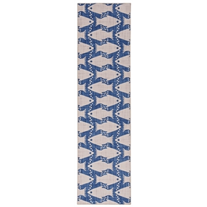 Laysan Home Transitional Washable Polyester 2'x8' Rectangle Rug in Ivory / Blue