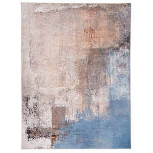 Laysan Home Transitional Washable Polyester 2'x3' Rectangle Rug in Beige / Blue