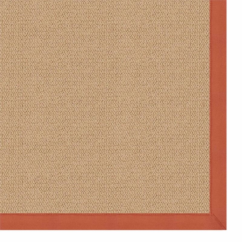Laysan Home Transitional Machine Tufted Wool 4'x6' Rug in Sisal and Burnt Orange